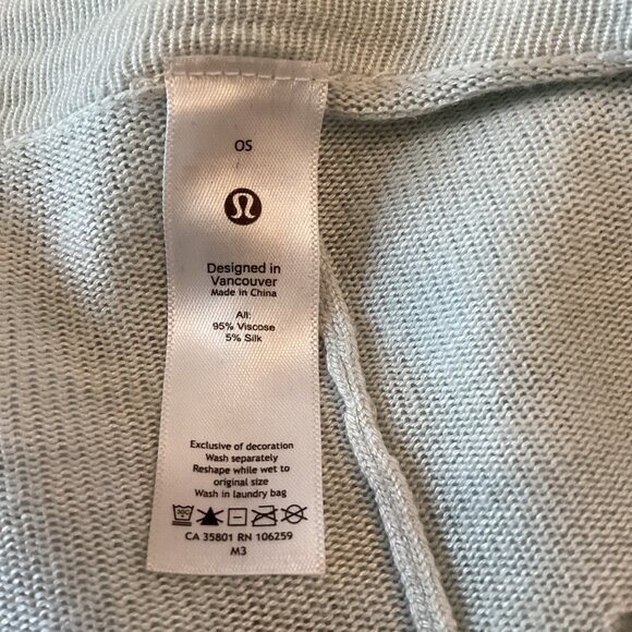 Lululemon Sweater Wrap Shrug Draped Size OS Silk Blend Light Blue Super Soft - Picture 6 of 6